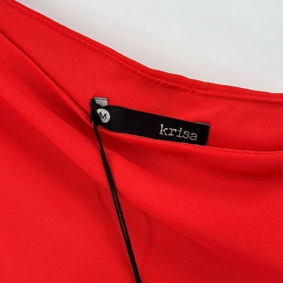 Krisa Womens One Shoulder Bias Midi Dress Red Medium NWT - Picture 3 of 10